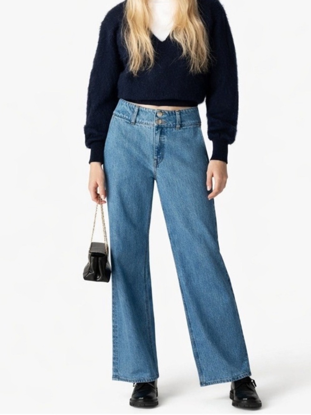 J. Crew Slim-wide jean with stacked buttons size 27